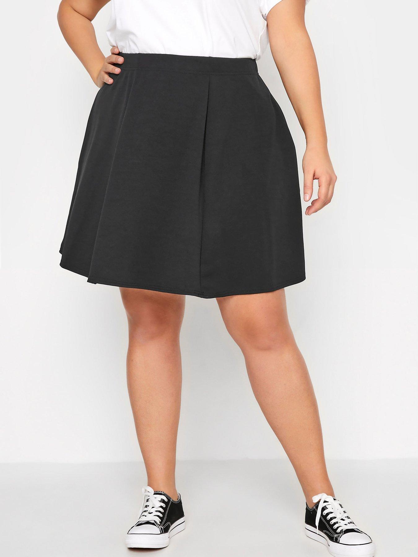  Yours Limited Collection Scuba Crepe Flippy Skirt - Black