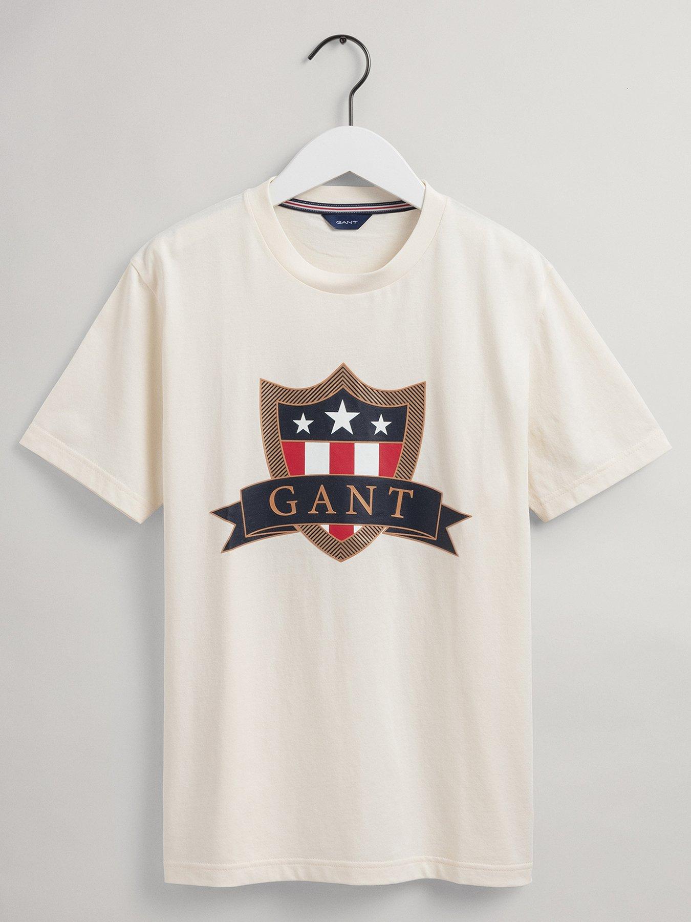 Boys Clothes Kids Banner Shield Short Sleeve T-shirt - Cream