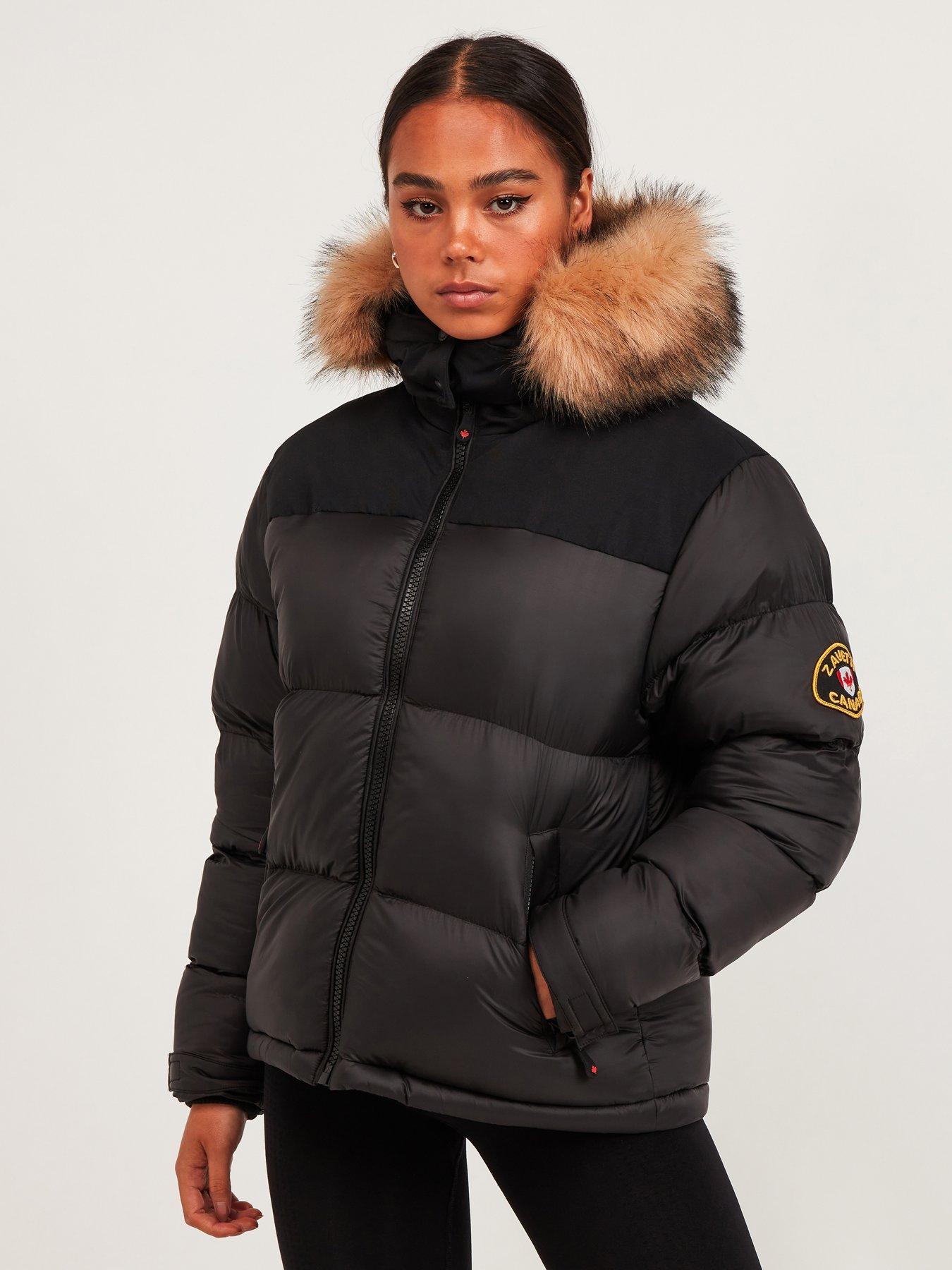 Zavetti Canada Bellucci Faux Fur Padded Jacket - Black | very.co.uk