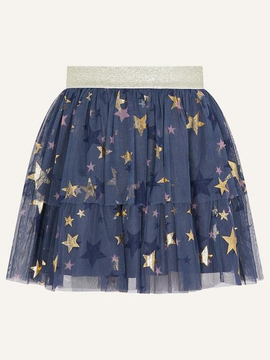 front image of monsoon-girls-sew-sparkle-star-skirt-charcoal