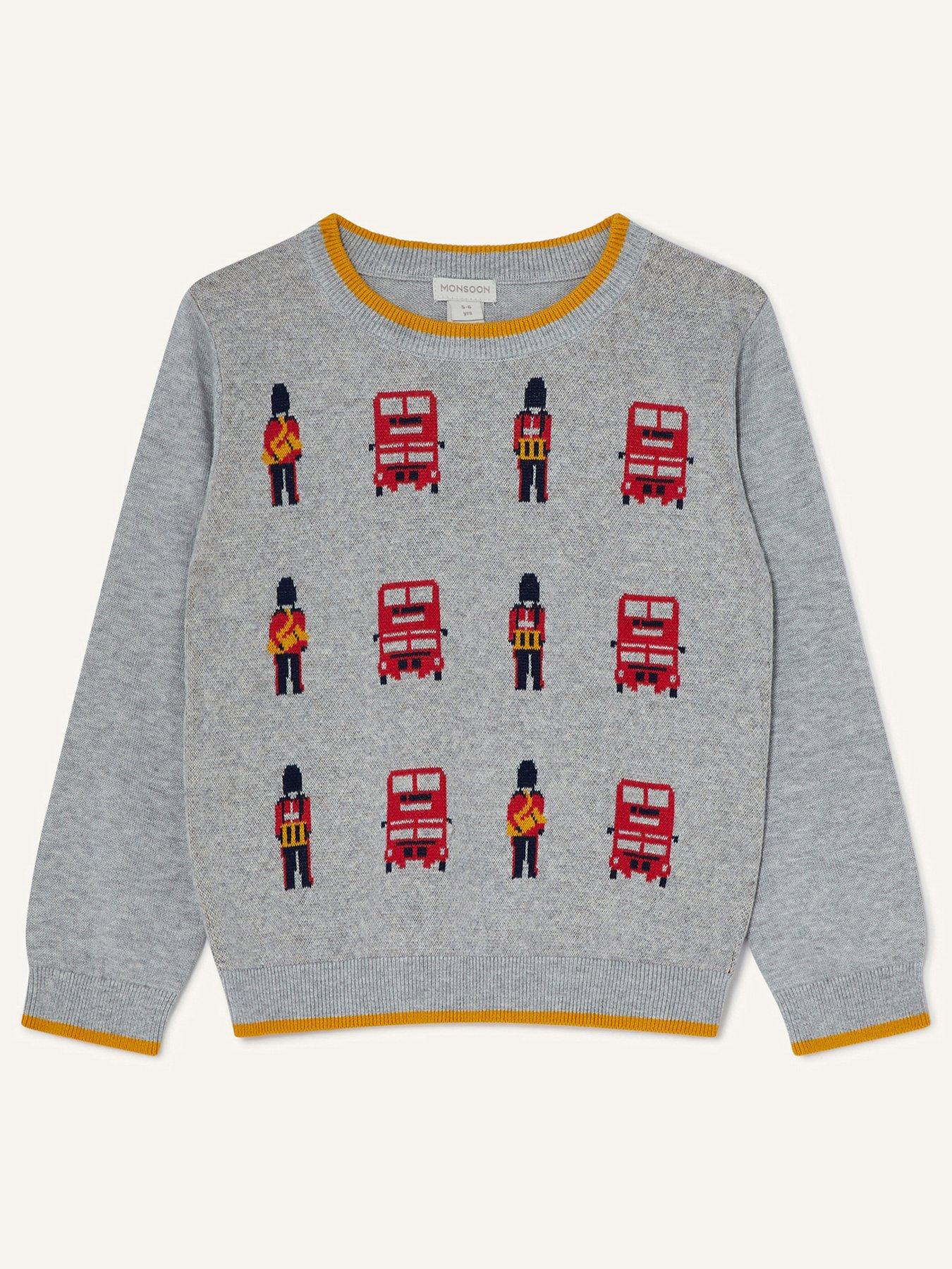 Kids Boys Musical Soldiers Knitted Jumper - Grey