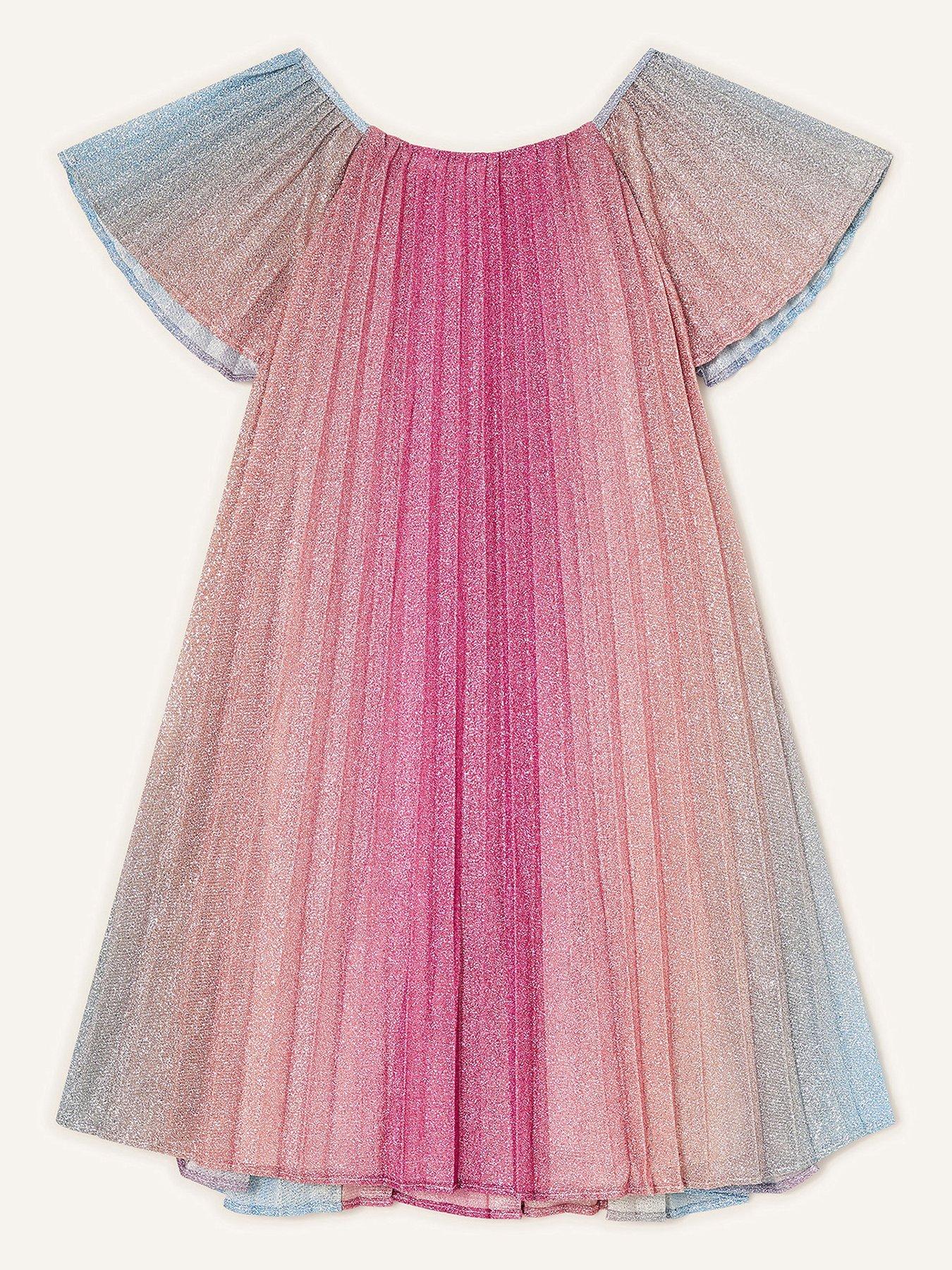 Girls Clothes Girls Rainbow Shimmer Pleat Dress - Multi