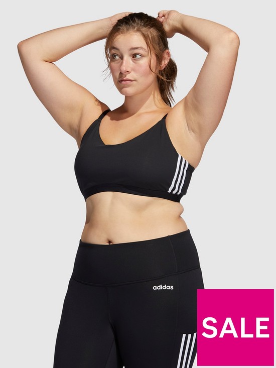 front image of adidas-all-me-branded-bra-plus-size-blackwhite