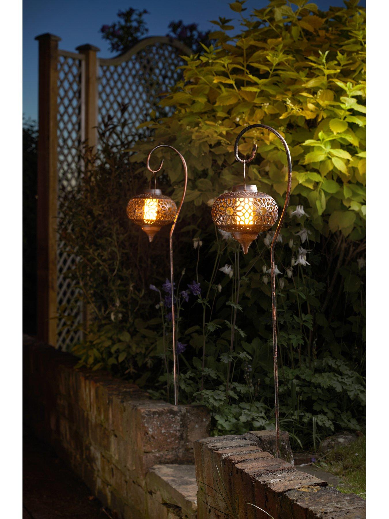 Image 2 of 2 of Smart Solar Osman Solar Flaming Lantern Stake Pair