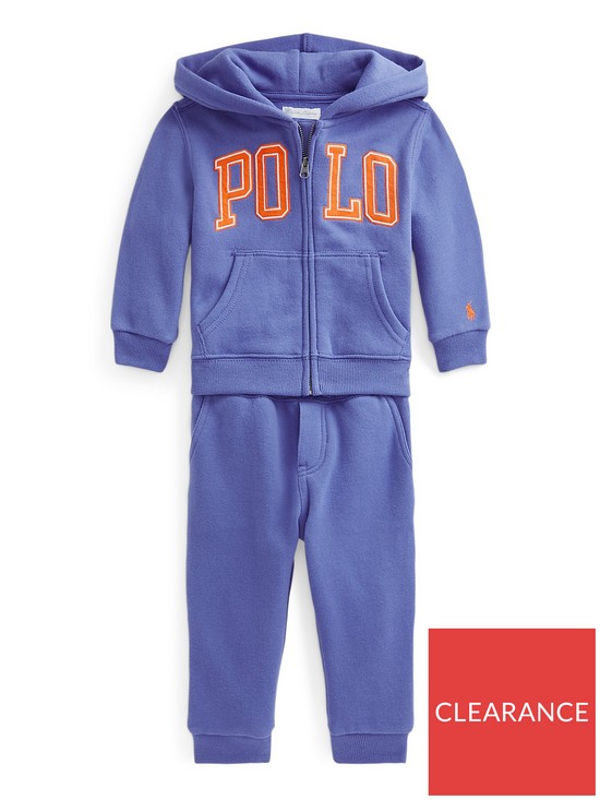 Ralph Lauren Baby Boys Hoodie and Tracksuit Bottoms Set - Blue | very.co.uk
