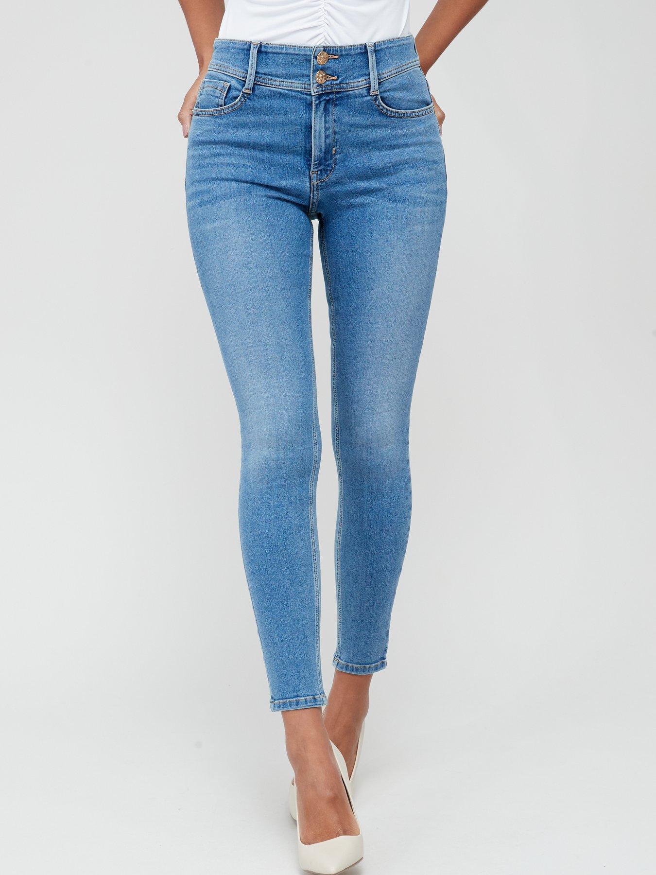 Blue Medium Wash Denim High-Waist Skinny Jeans