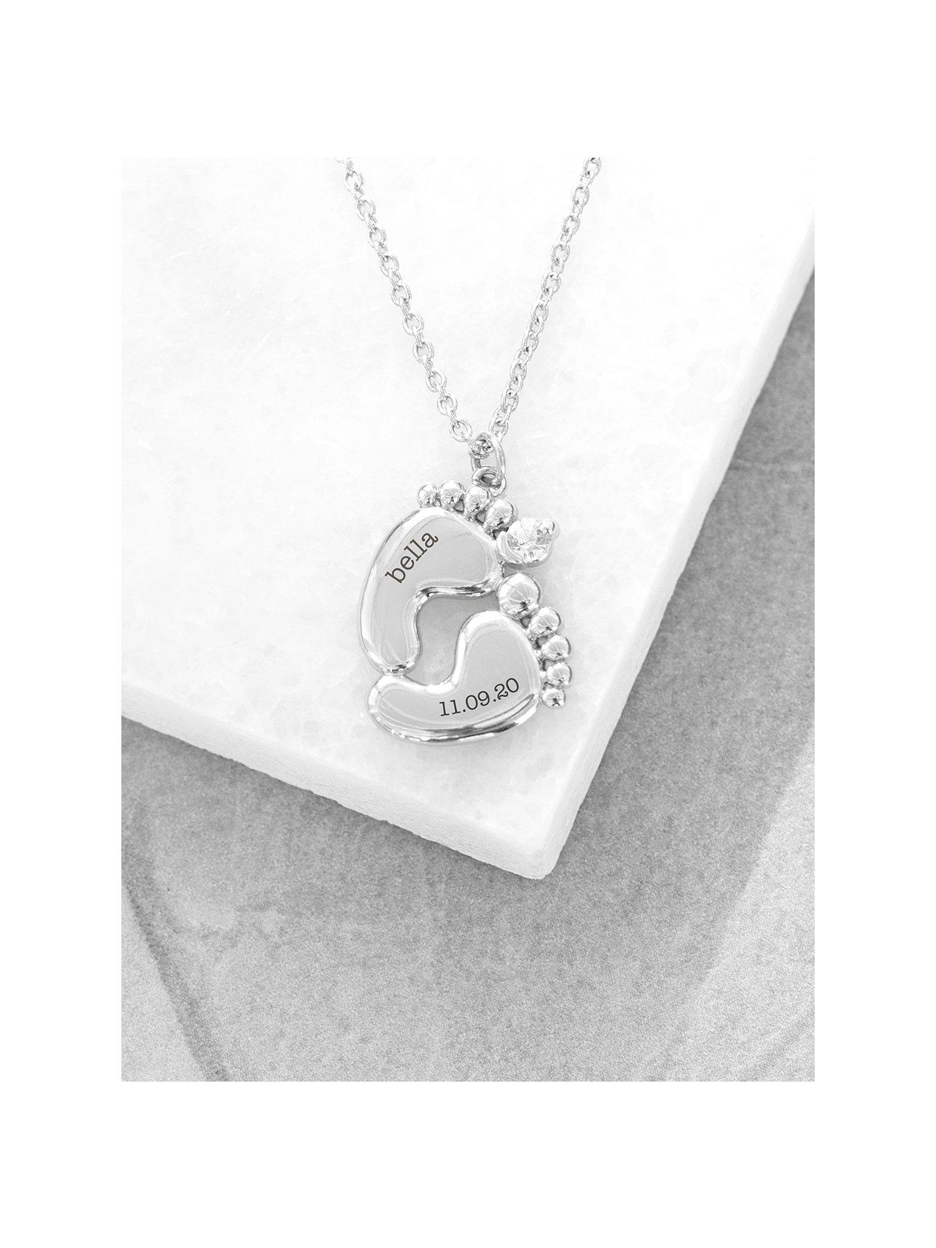 Image 1 of 5 of Treat Republic Personalised Baby Feet Necklace in Silver