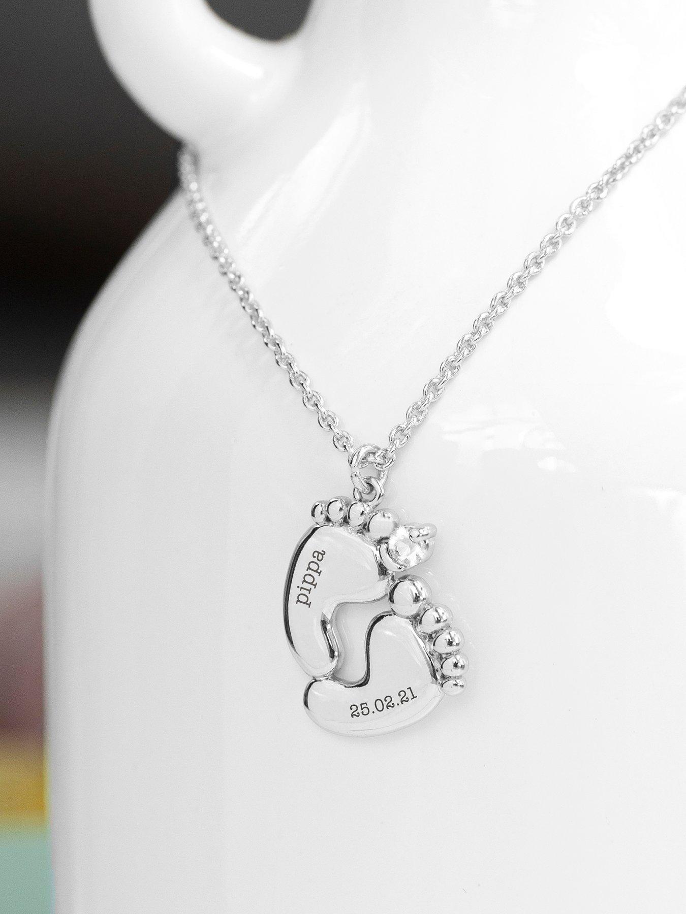 Image 3 of 5 of Treat Republic Personalised Baby Feet Necklace in Silver