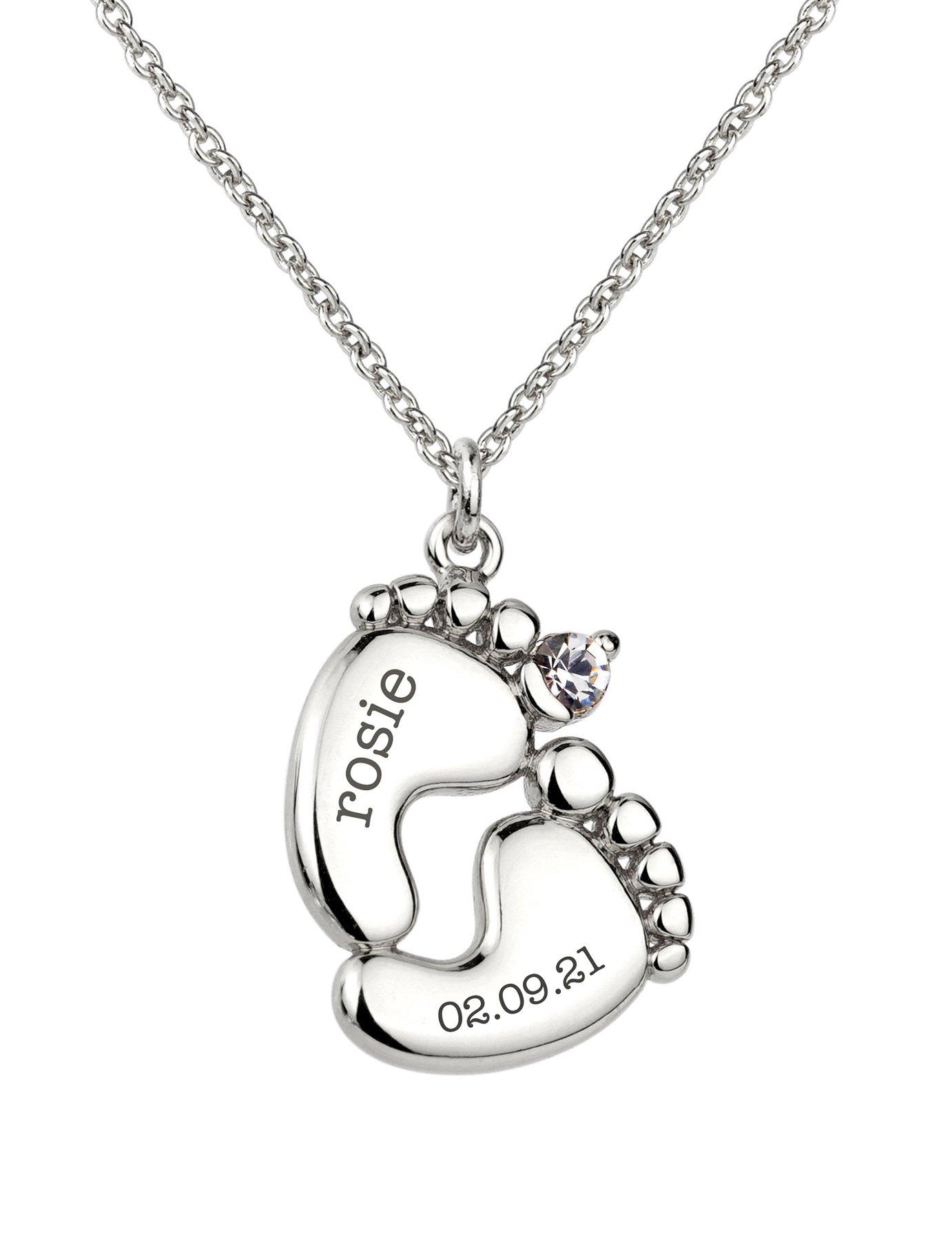 Image 4 of 5 of Treat Republic Personalised Baby Feet Necklace in Silver