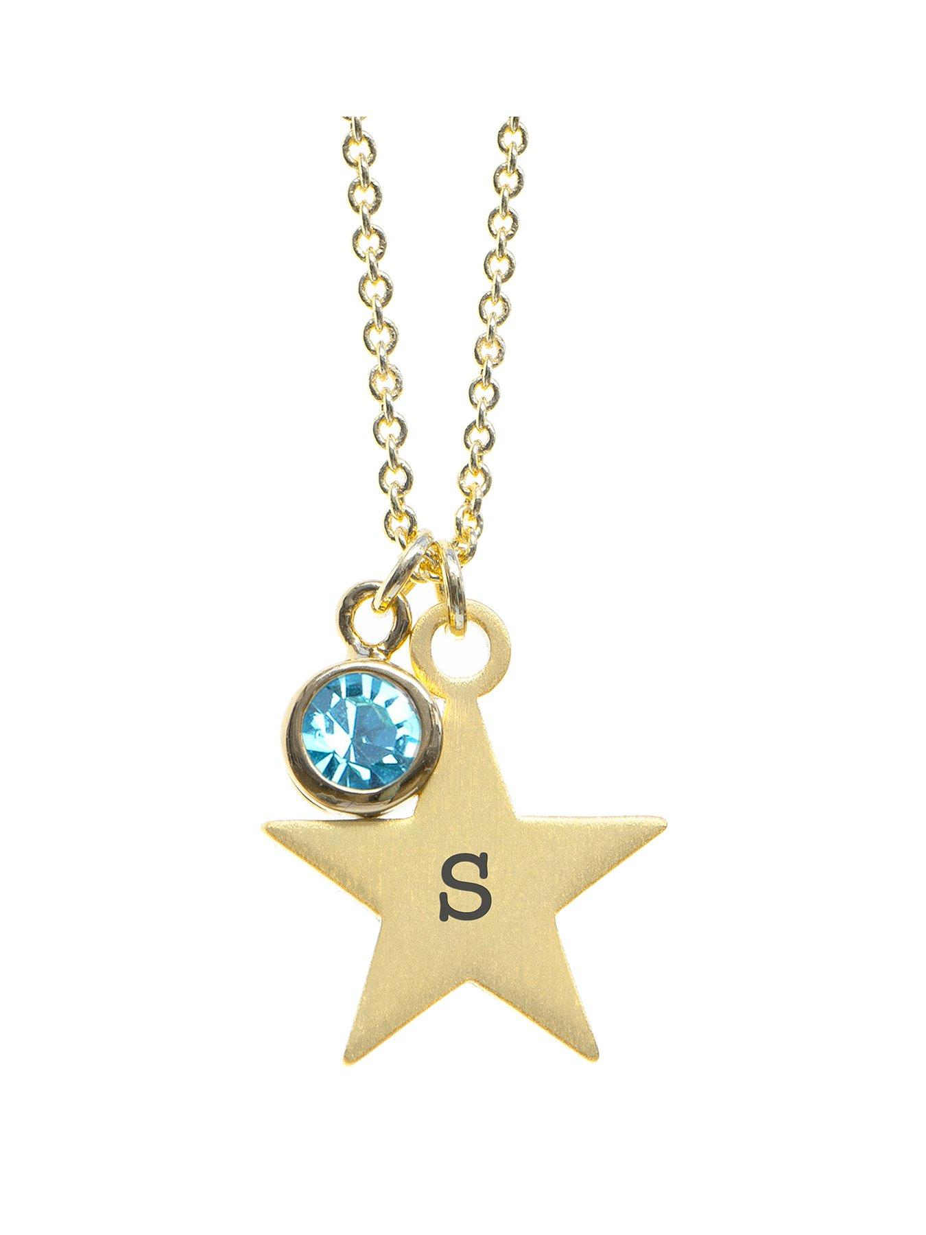 undefined Personalised Gold Star with Birthstone Crystal Necklace