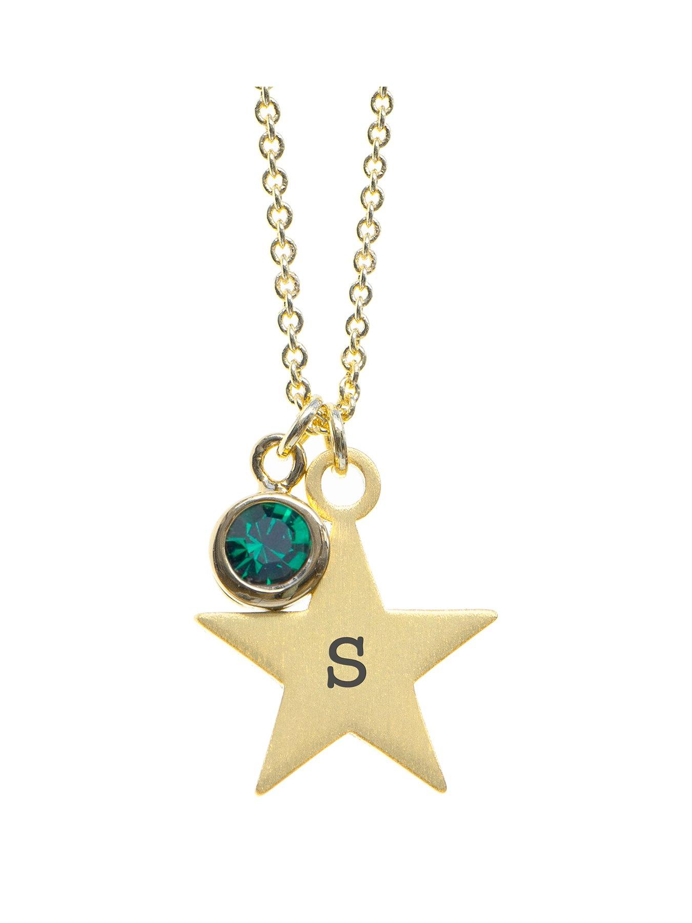 undefined Personalised Gold Star with Birthstone Crystal Necklace
