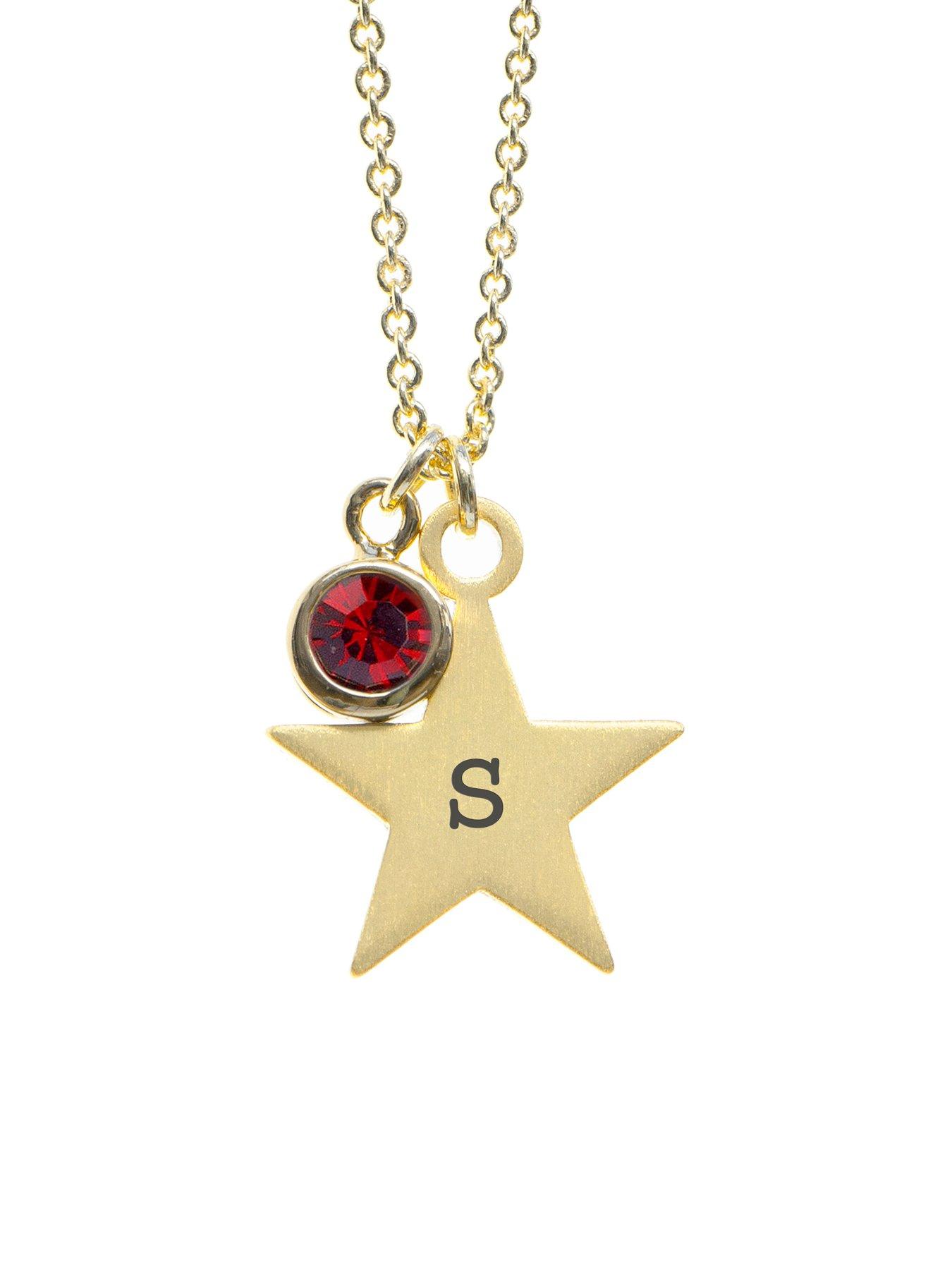 Image 2 of 2 of Treat Republic Personalised Gold Star with Birthstone Crystal Necklace