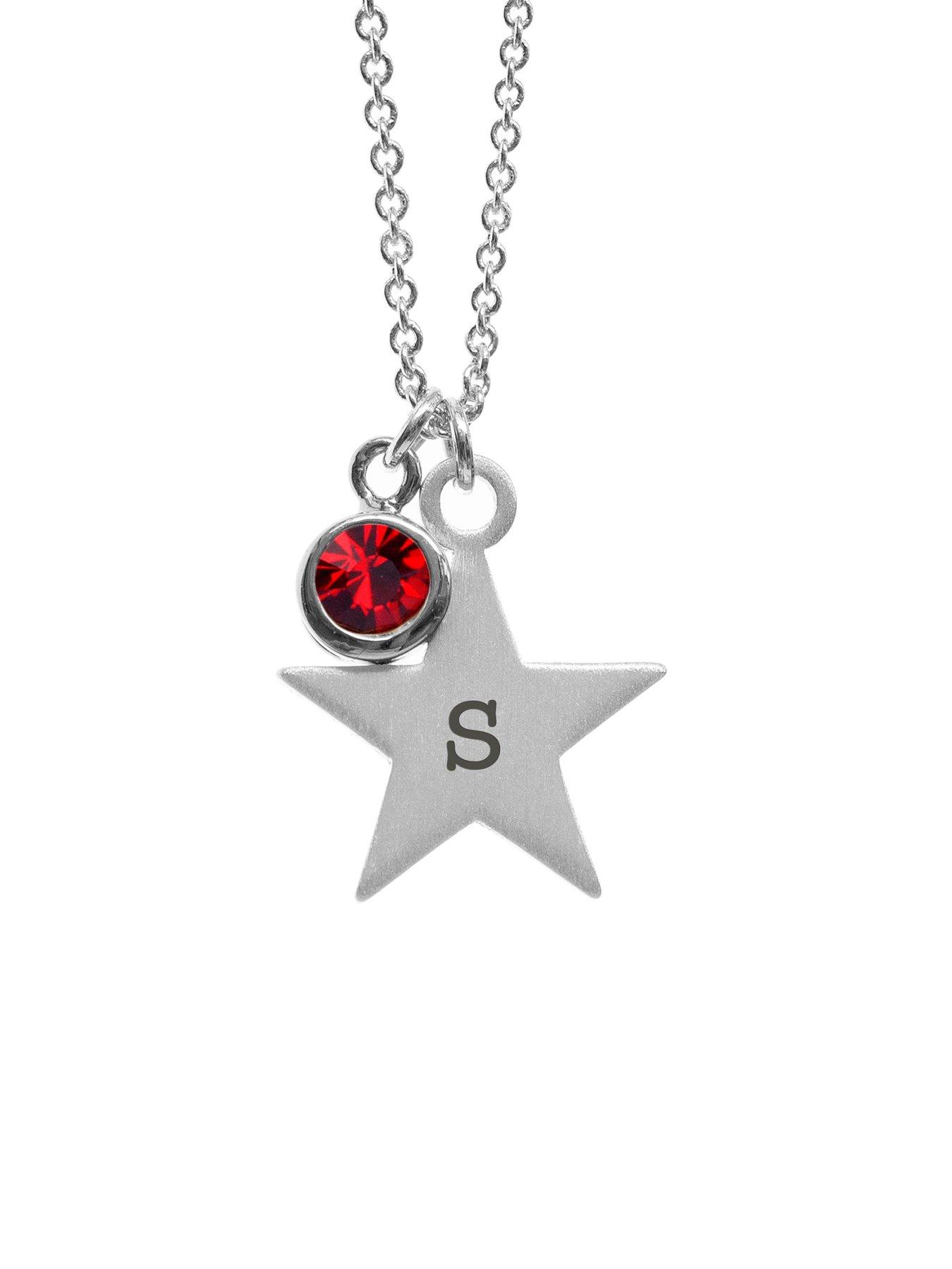 Image 2 of 2 of Treat Republic Personalised Silver Star with Birthstone Crystal Necklace