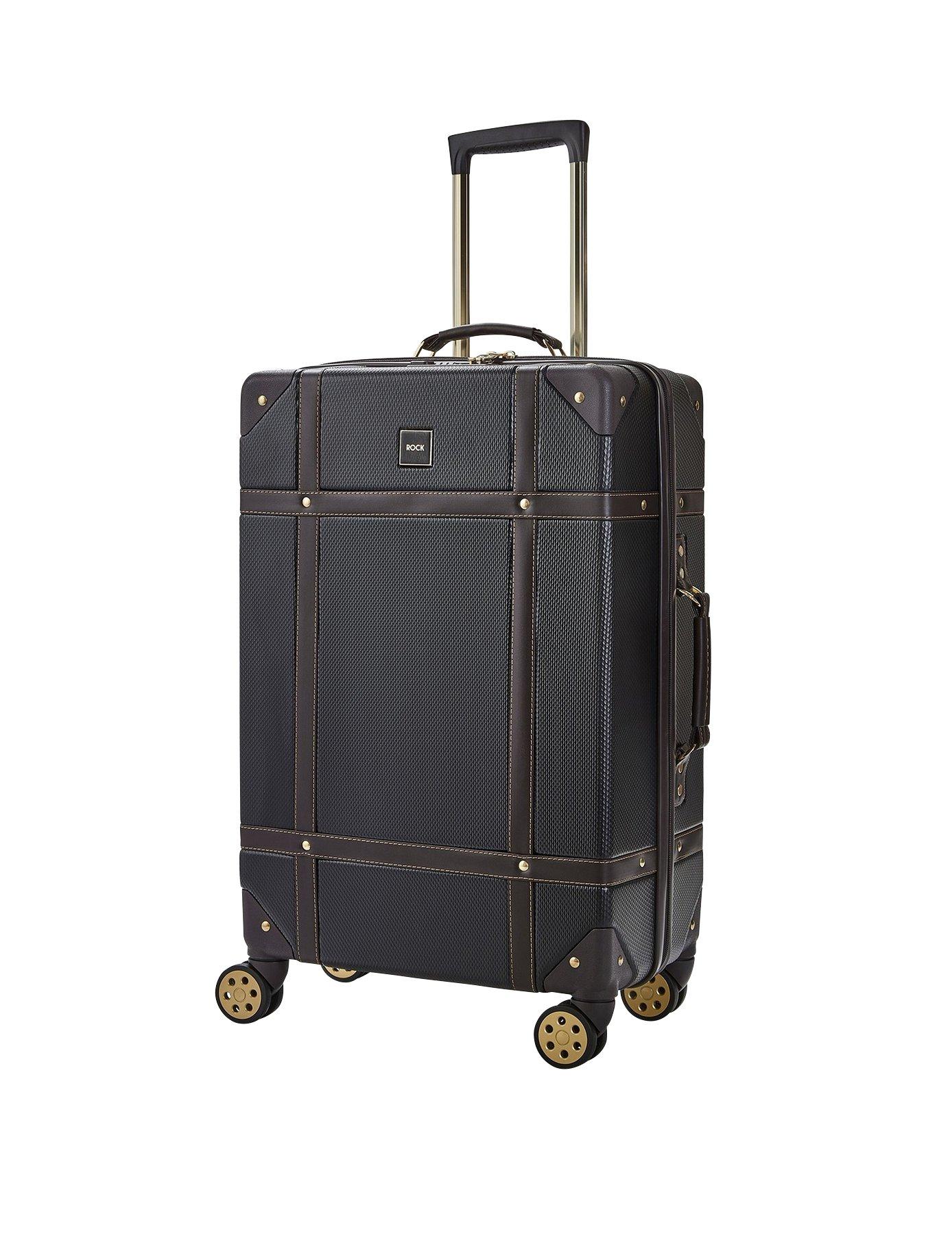 Rock Luggage Vintage Medium 8 Wheel Suitcase Black Very