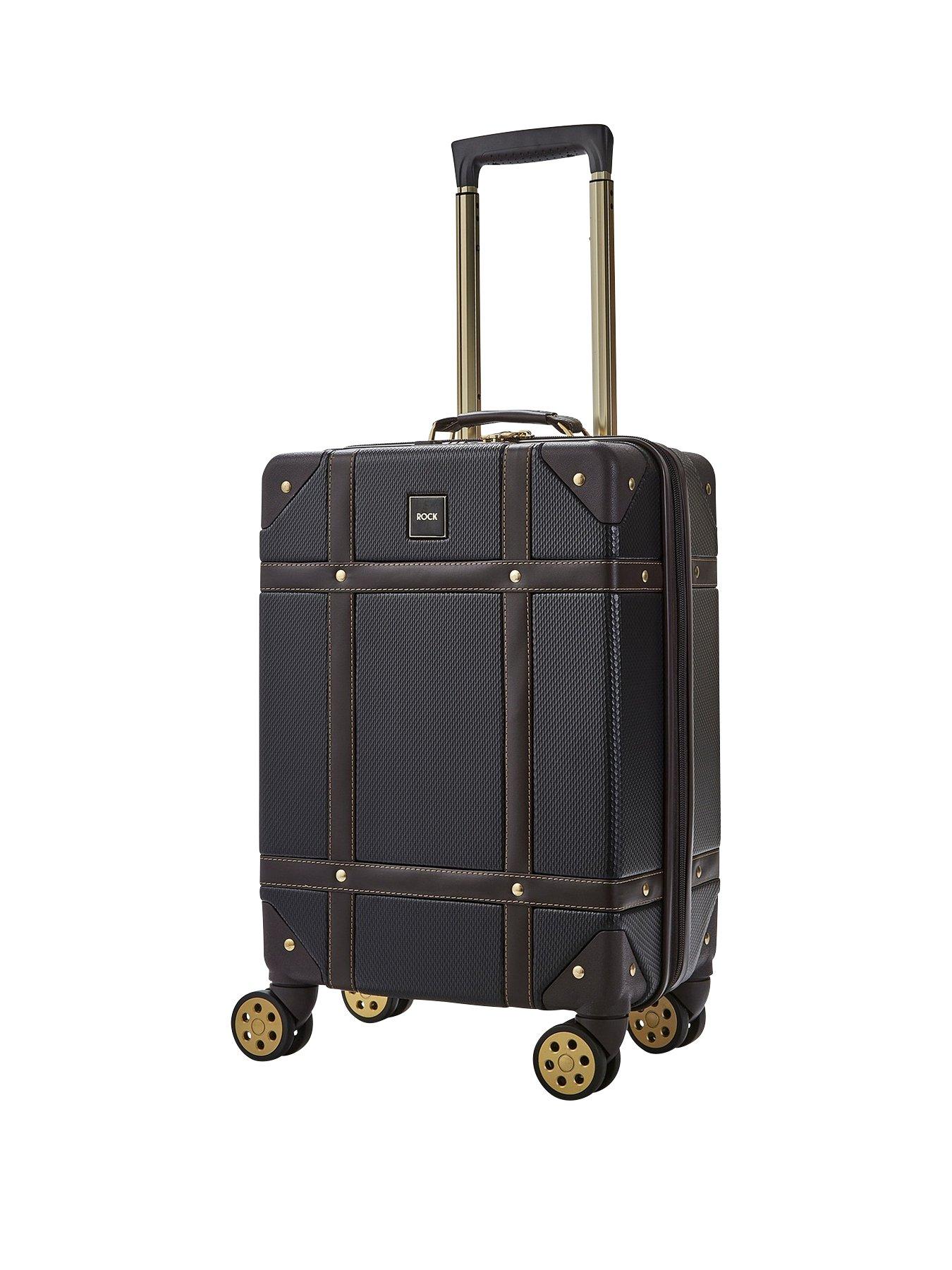Rock Luggage Vintage Carry-on 8-Wheel Suitcase - Black | very.co.uk