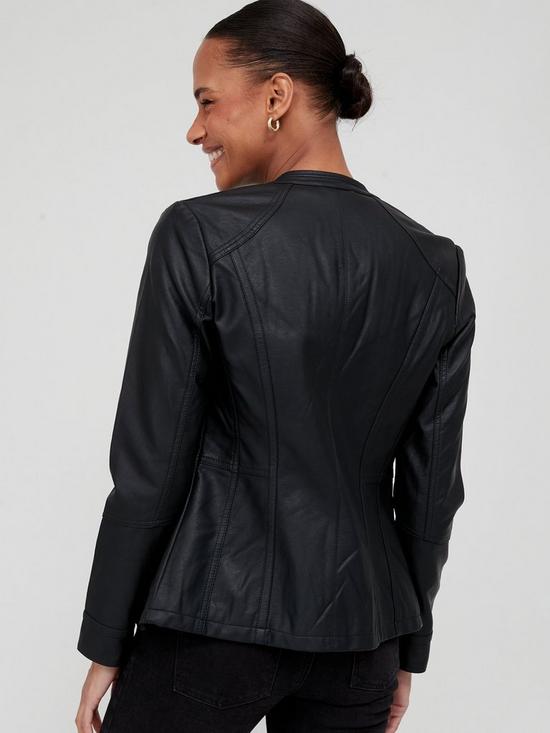 stillFront image of v-by-very-pintuck-faux-leather-jacket-black