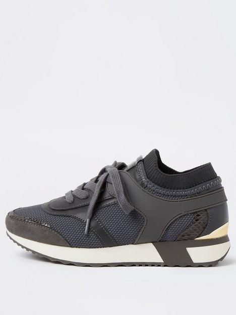 river-island-lace-up-rubberised-runner-grey