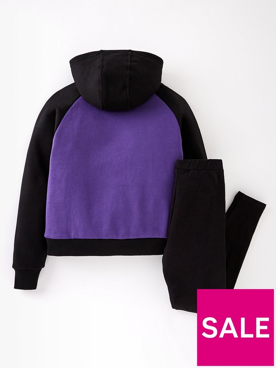 back image of ellesse-older-girls-vedete-hoody-legging-set-purpleblack