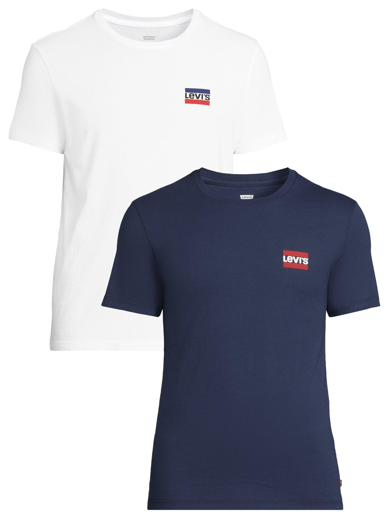 Levi s Logo 2 Pack T Shirt White Navy