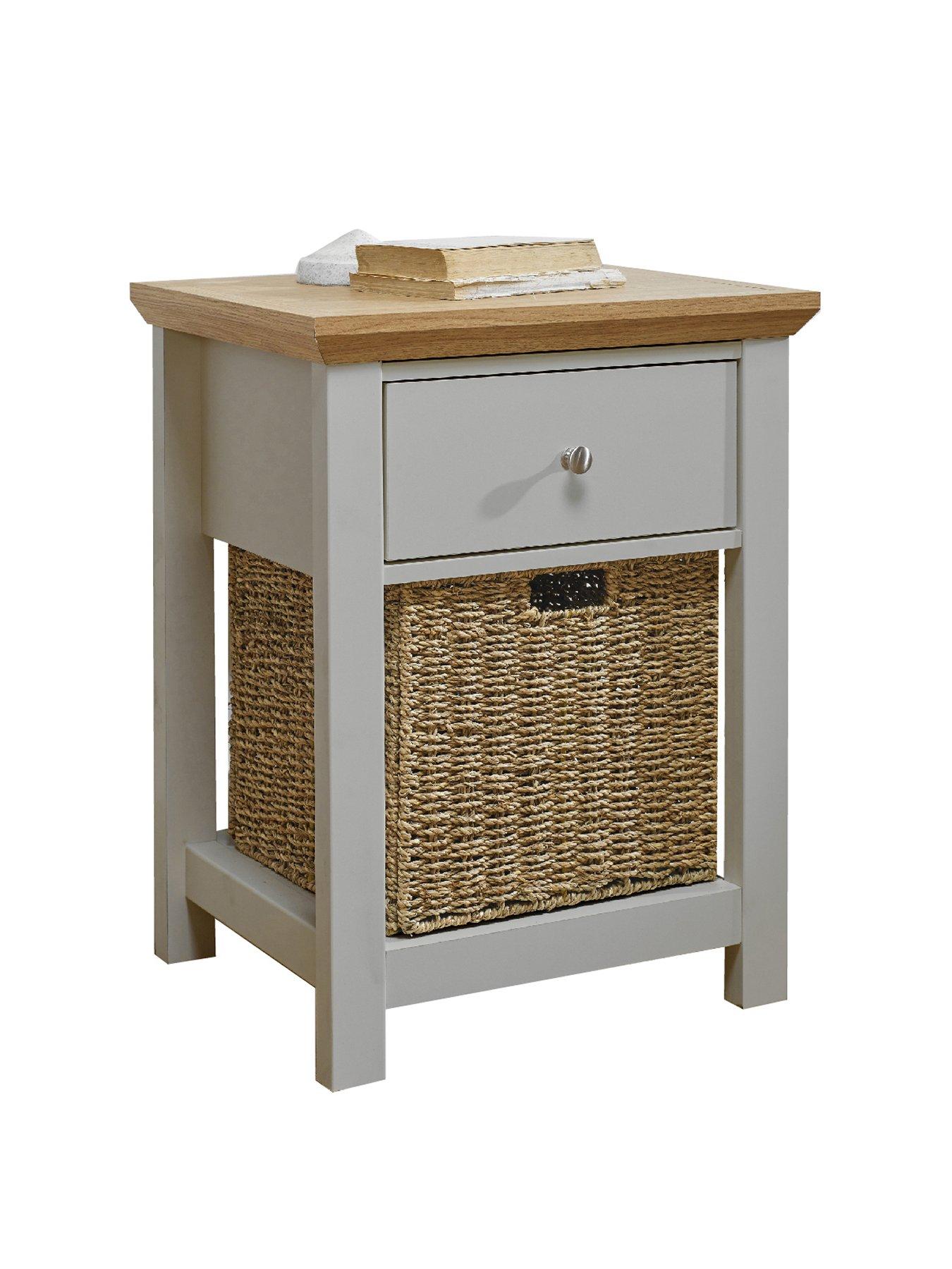Product photograph of Lpd Furniture Cotswold 1 Drawer 1 Basket Lamp Table - Grey from very.co.uk