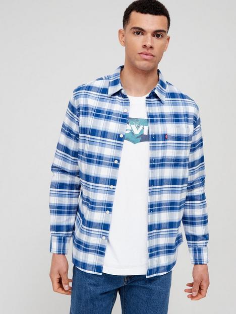 levis-standard-fit-checked-shirt-blue
