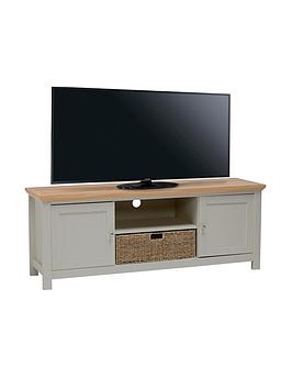 Product photograph of Lpd Furniture Cotswold 2 Door 1 Basket Tv Unit - Grey - Fits Up To 55 Inch Tv from very.co.uk
