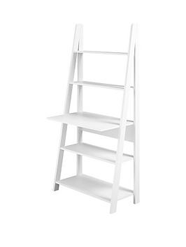 Product photograph of Lpd Furniture Tiva Shelving Unit With Desk - White from very.co.uk