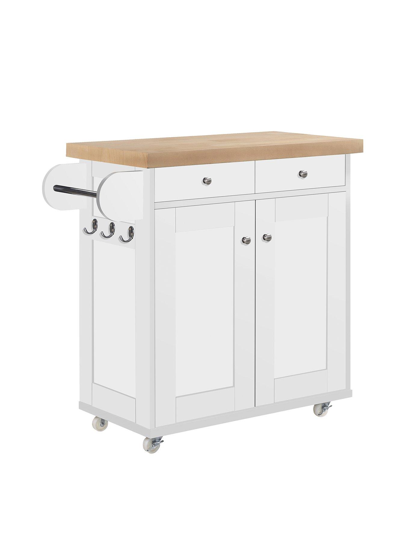 Image 2 of 4 of LPD Furniture Portland 2 Door, 2 Drawer&nbsp;Kitchen Cart - White