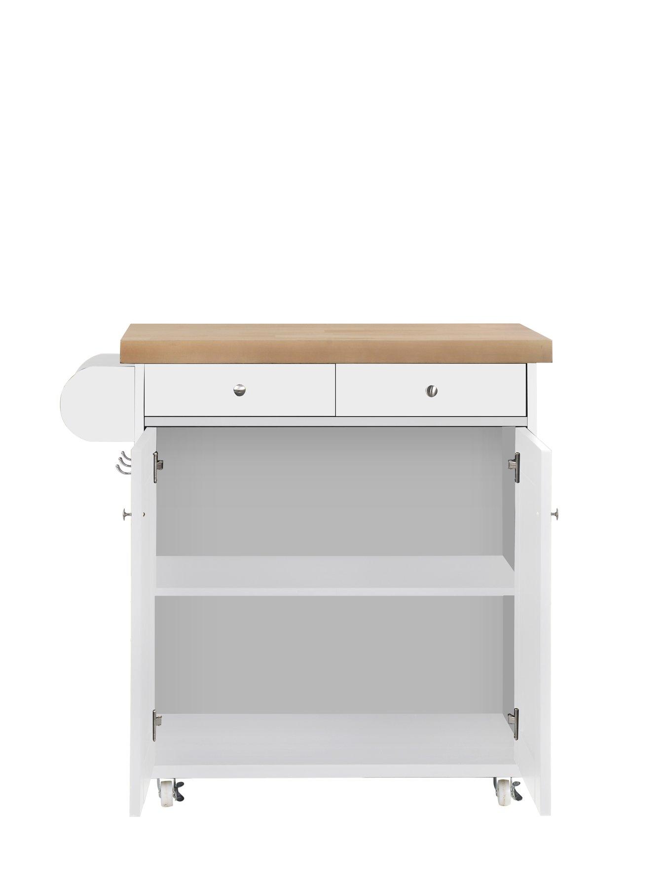 Image 3 of 4 of LPD Furniture Portland 2 Door, 2 Drawer&nbsp;Kitchen Cart - White