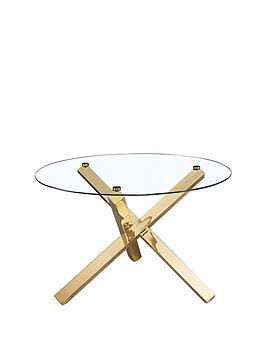Product photograph of Lpd Furniture Capri 120 Cm Glass Top Round Dining Table With Metal Legs from very.co.uk