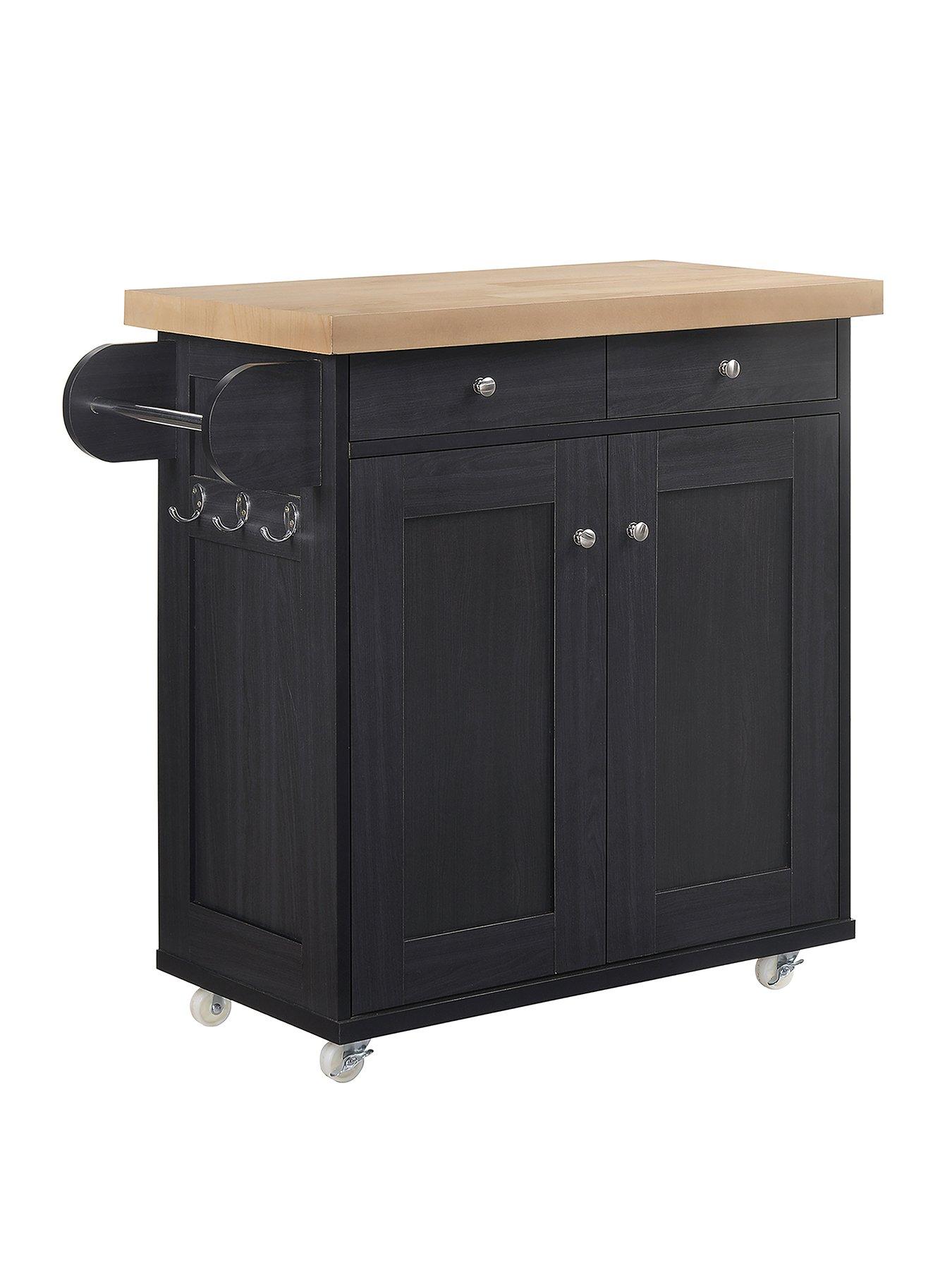Image 2 of 3 of LPD Furniture Portland 2 Door, 2 Drawer Kitchen&nbsp;Cart - Black