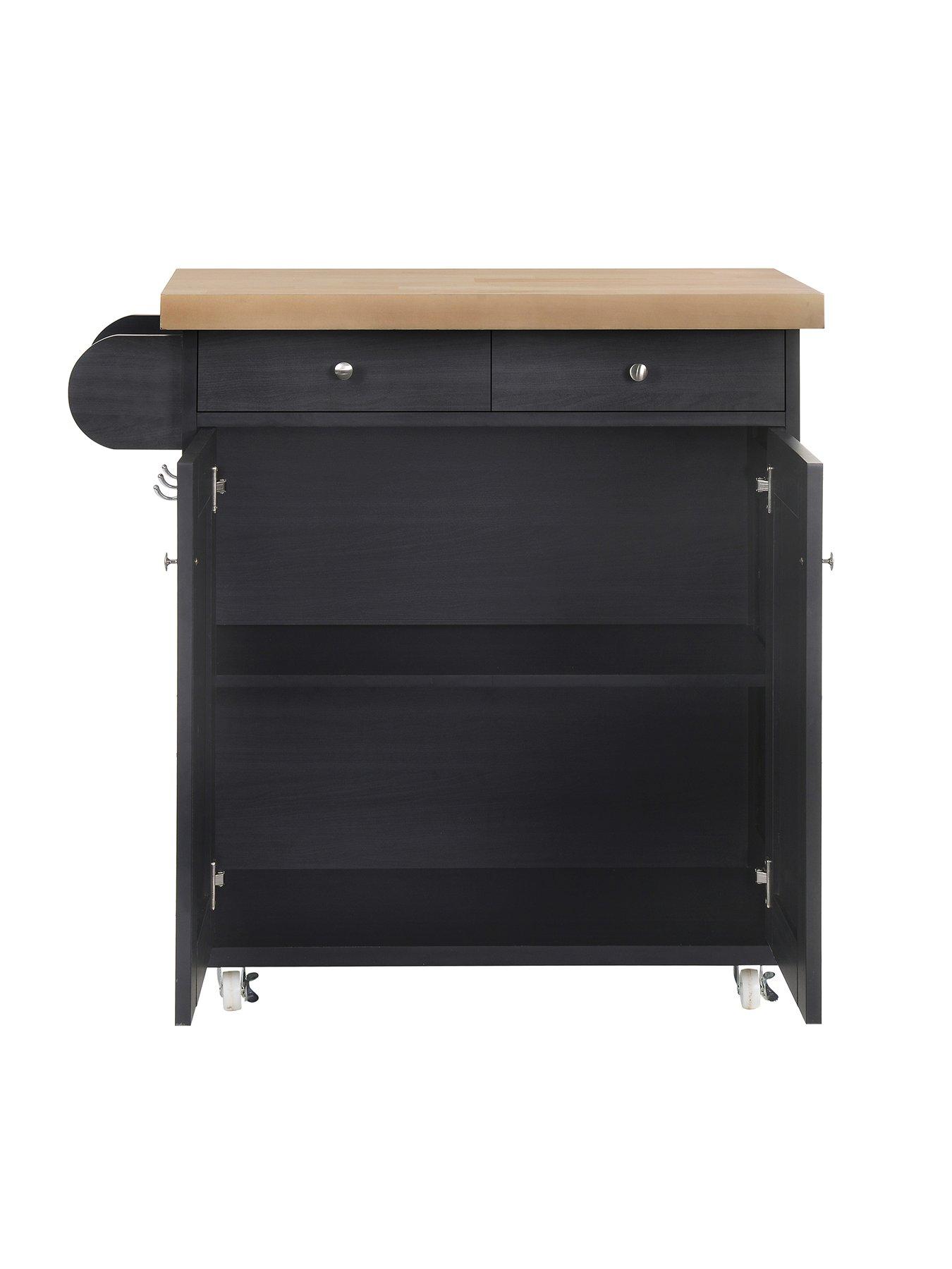 Image 3 of 3 of LPD Furniture Portland 2 Door, 2 Drawer Kitchen&nbsp;Cart - Black