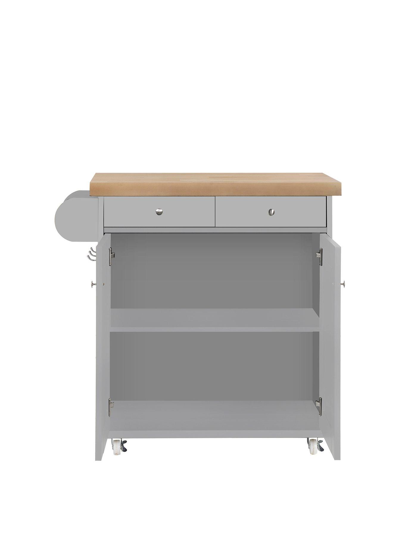 Product photograph of Lpd Furniture Portland 2 Door 2 Drawer Kitchen Cart - Grey from very.co.uk