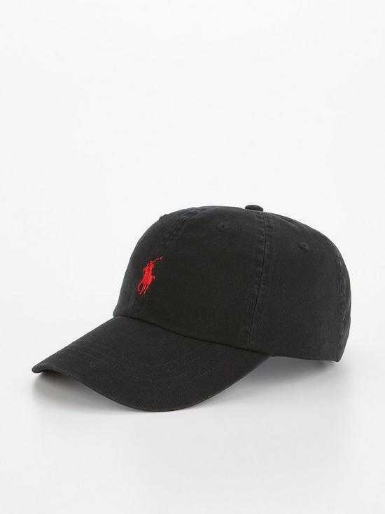 front image of polo-ralph-lauren-cotton-twill-baseball-cap-black