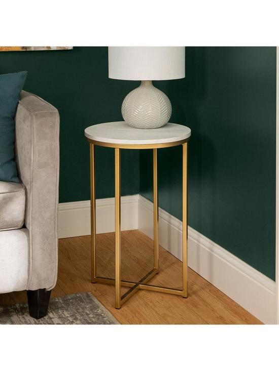 front image of lisburn-designs-bryce-round-side-table-whitegold