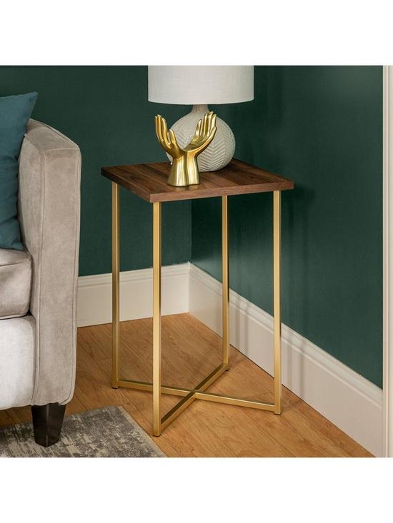 front image of lisburn-designs-powell-side-table-walnutgold