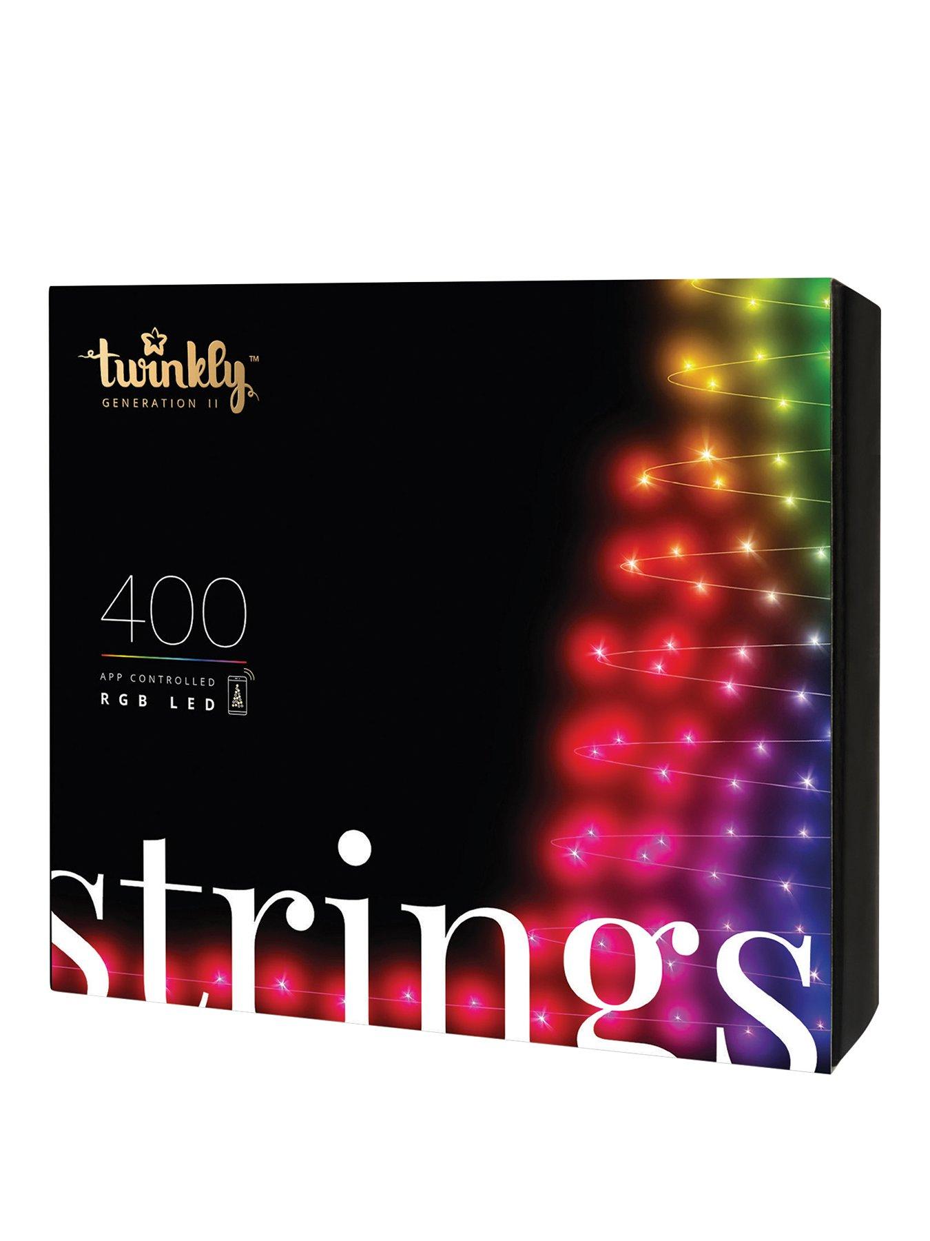 Product photograph of Twinkly Strings 400 Smart App Controlled Rgb Led Light String Black Wire Ip44 from very.co.uk