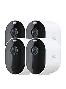 Product photograph of Arlo Pro4 Outdoor Wireless Home Security Camera System Cctv Direct To Wifi 6-month Battery Life Colour Night Vision 2k Hdr 2-way Audio Spotlight Alarm No Hub Needed 4 Camera Kit Vmc4450p from very.co.uk