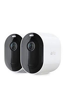 Product photograph of Arlo Pro4 Outdoor Wireless Home Security Camera System Cctv Direct To Wifi 6-month Battery Life Colour Night Vision 2k Hdr 2-way Audio Spotlight Alarm No Hub Needed 2 Camera Kit Vmc4250p from very.co.uk