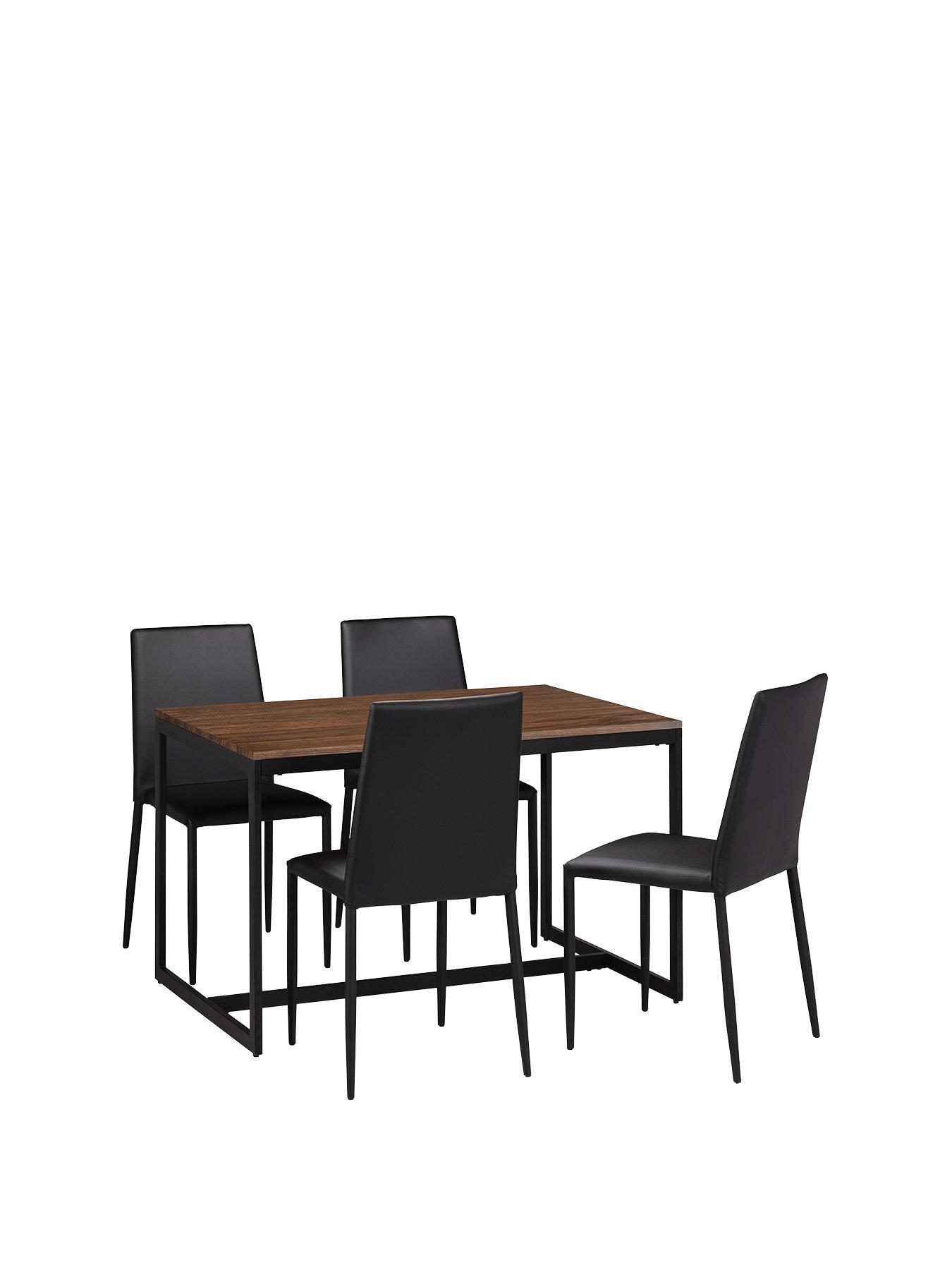 Julian Bowen Tribeca 120 cm Dining Table + 4 Jazz Chairs Walnut/Black