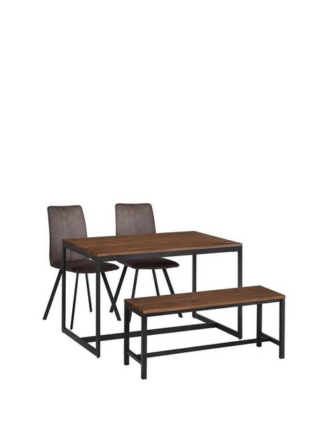 julian-bowen-tribeca-walnut-table-bench-2-monroe-chairs