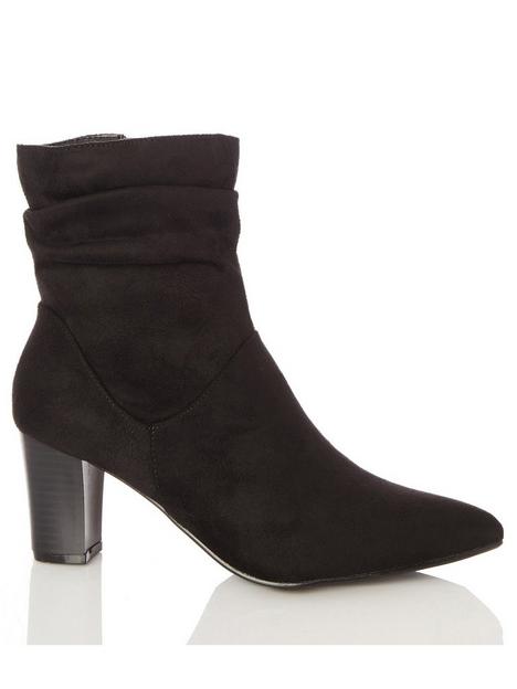quiz-faux-suede-ruched-ankle-boots
