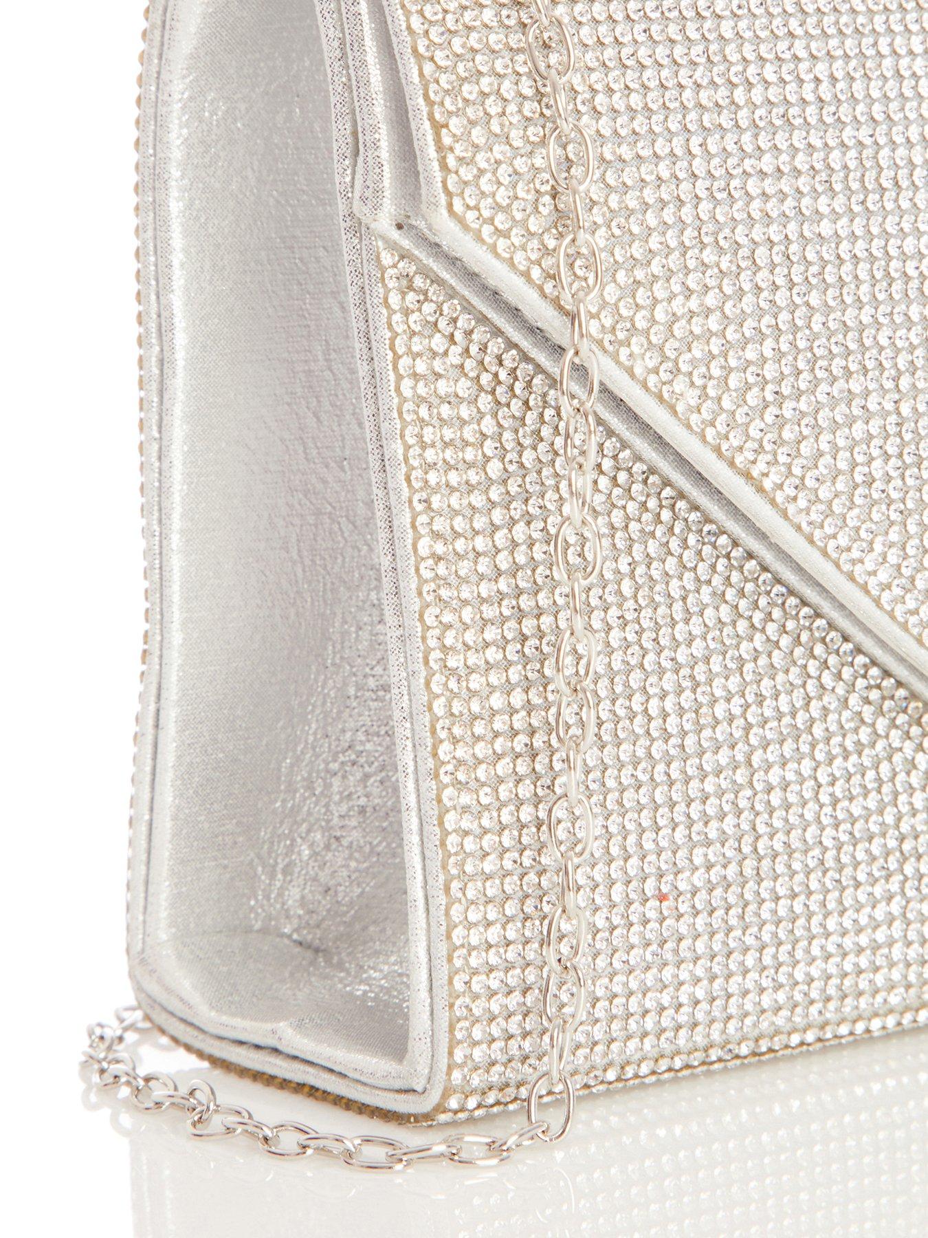 Bags & Purses Diamante Clutch Bag - Bright Silver