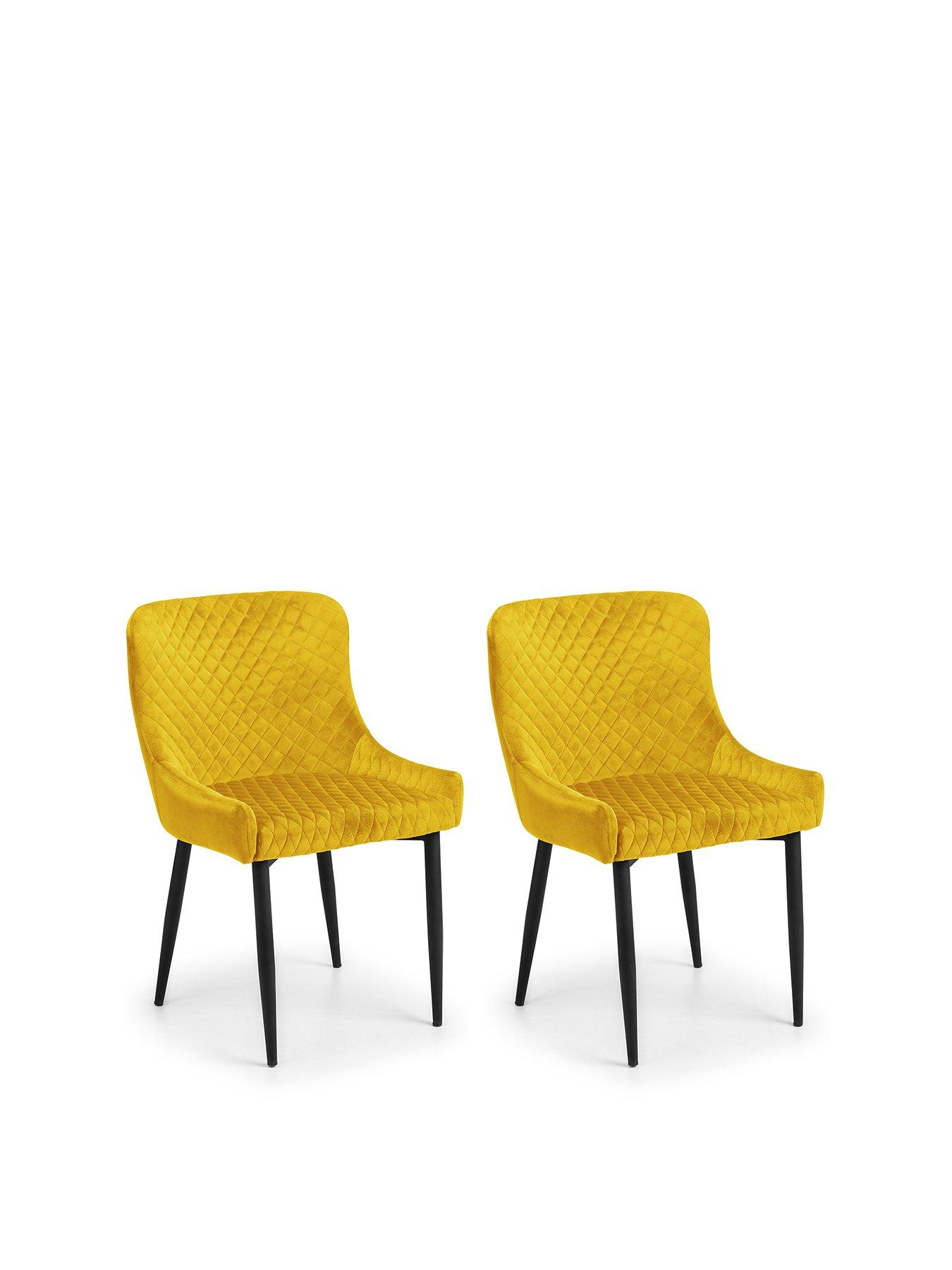 Product photograph of Julian Bowen Luxe Set Of 2 Velvet Dining Chairs - Mustard from very.co.uk