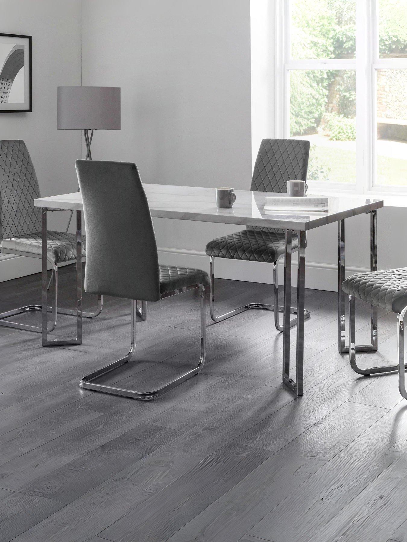 Product photograph of Julian Bowen Positano 150 Cm Marble And Chrome Dining Table from very.co.uk