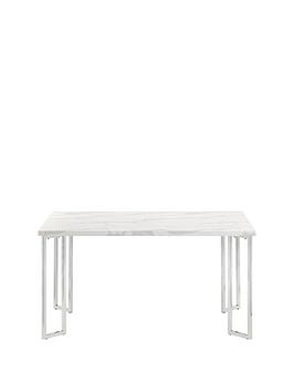 Product photograph of Julian Bowen Positano 150 Cm Marble And Chrome Dining Table from very.co.uk
