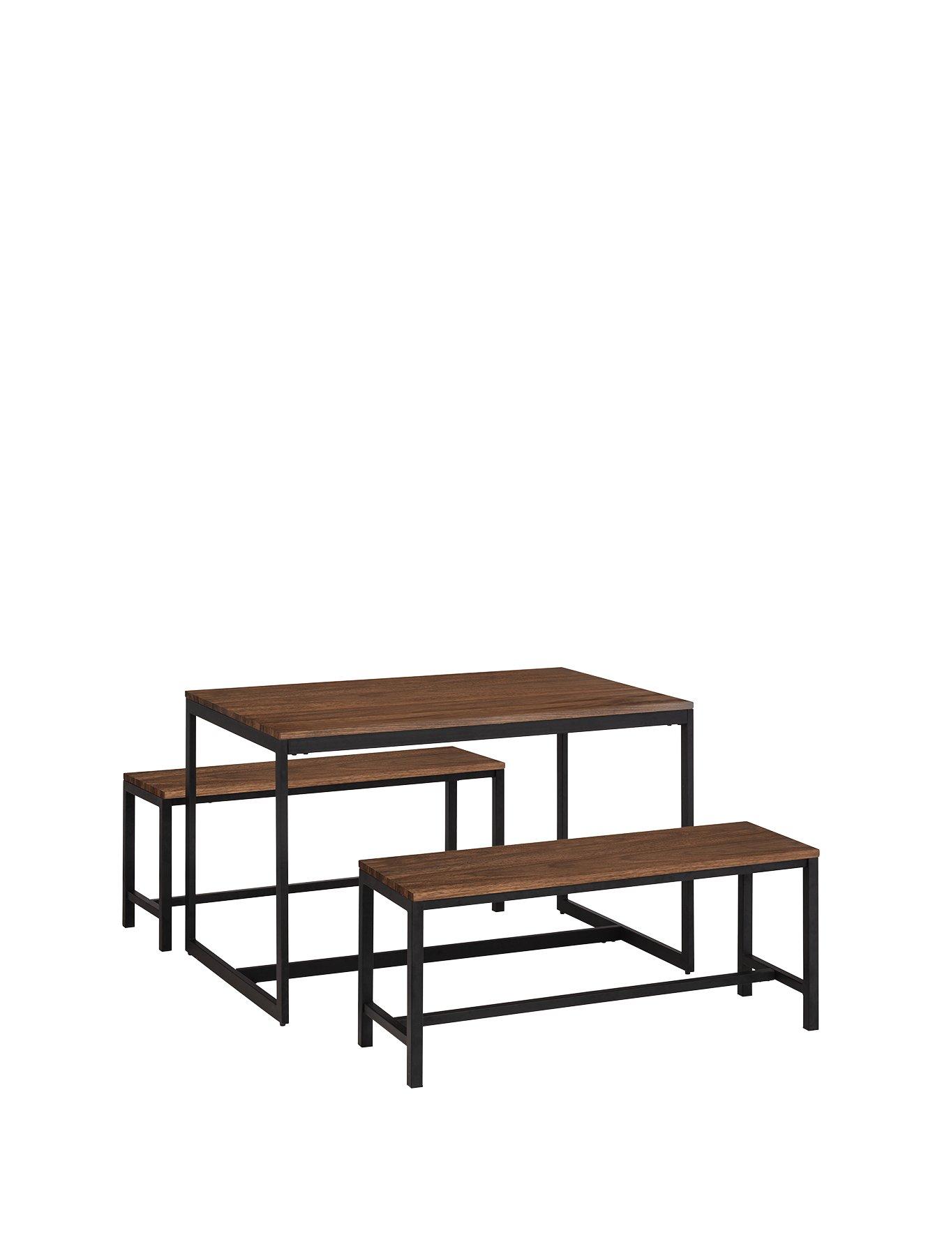 Julian Bowen Tribeca 120 Cm Dining Table + 2 Tribeca Benches - Walnut