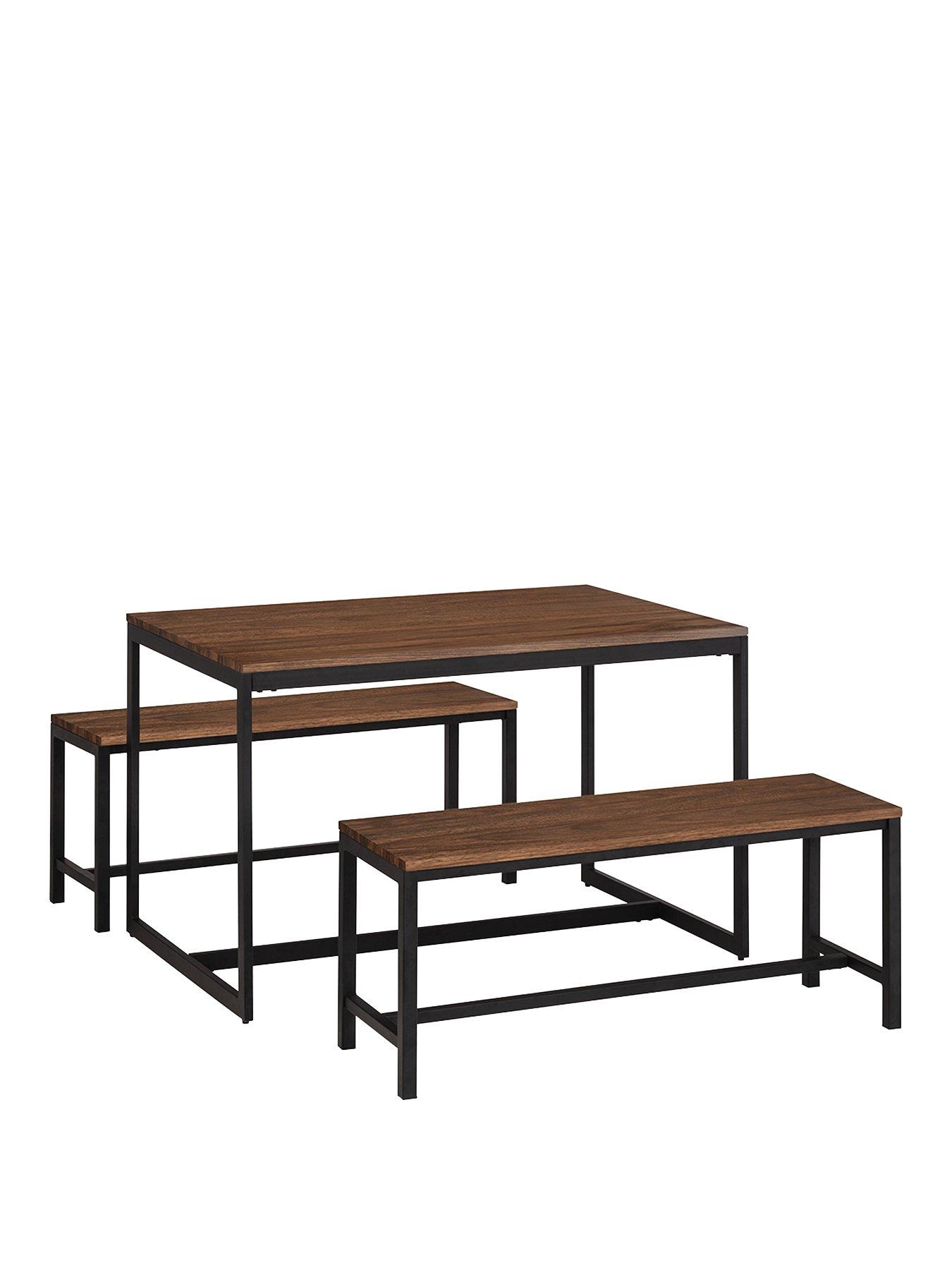 Julian Bowen Tribeca 120 cm Dining Table + 2 Tribeca Benches - Walnut