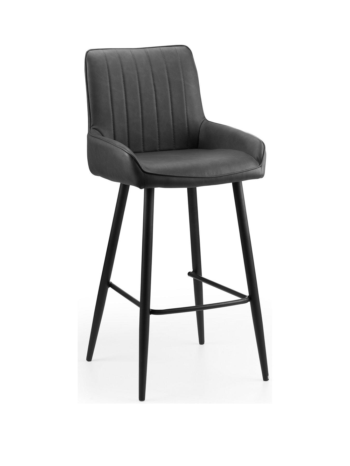 Product photograph of Julian Bowen Soho Faux Leather Barstool - Black from very.co.uk