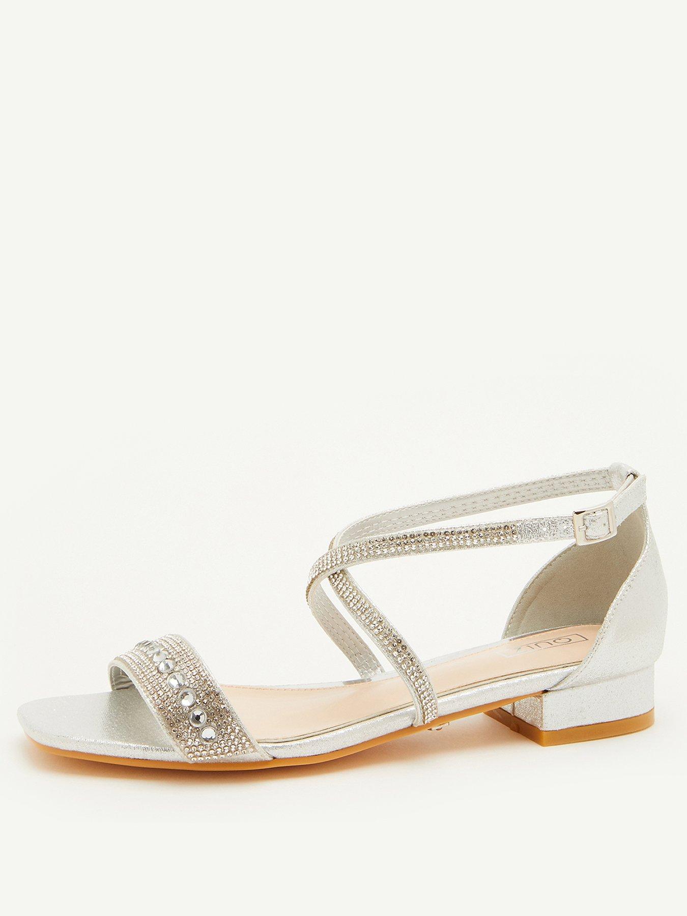 Quiz silver sale cross strap sandals